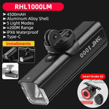 ROCKBROS Bicycle Front Light 1000 Lumens 4500mAH Lamp Highlight Aluminum Type-C Bike Flashlight Headlight MTB Road Cycling Light - Pogo Cycles