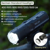 Giyo 400-1500LM Bicycle Front Lighting German Standard Headlamp Rotatable Lens USB Charge IP66 Waterproof Anti-Glare Bike Light - Pogo Cycles