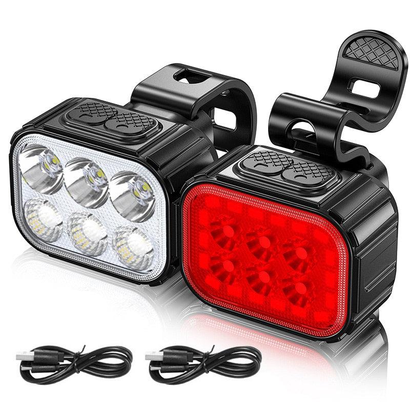 Bike Light Q6 LED Bicycle Front Rear lights USB Charge Headlight Cycling Taillight Bicycle Lantern Bike Accessories Lamps - Pogo Cycles