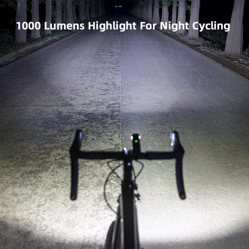 ROCKBROS Bicycle Front Light 1000 Lumens 4500mAH Lamp Highlight Aluminum Type-C Bike Flashlight Headlight MTB Road Cycling Light - Pogo Cycles