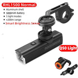 ROCKBROS 400-1000LM Bicycle Light GoPro Mount Holder USB Type-c Rechargeable Fit Garmin Bryton IGS Computer Cycling Headlight - Pogo Cycles