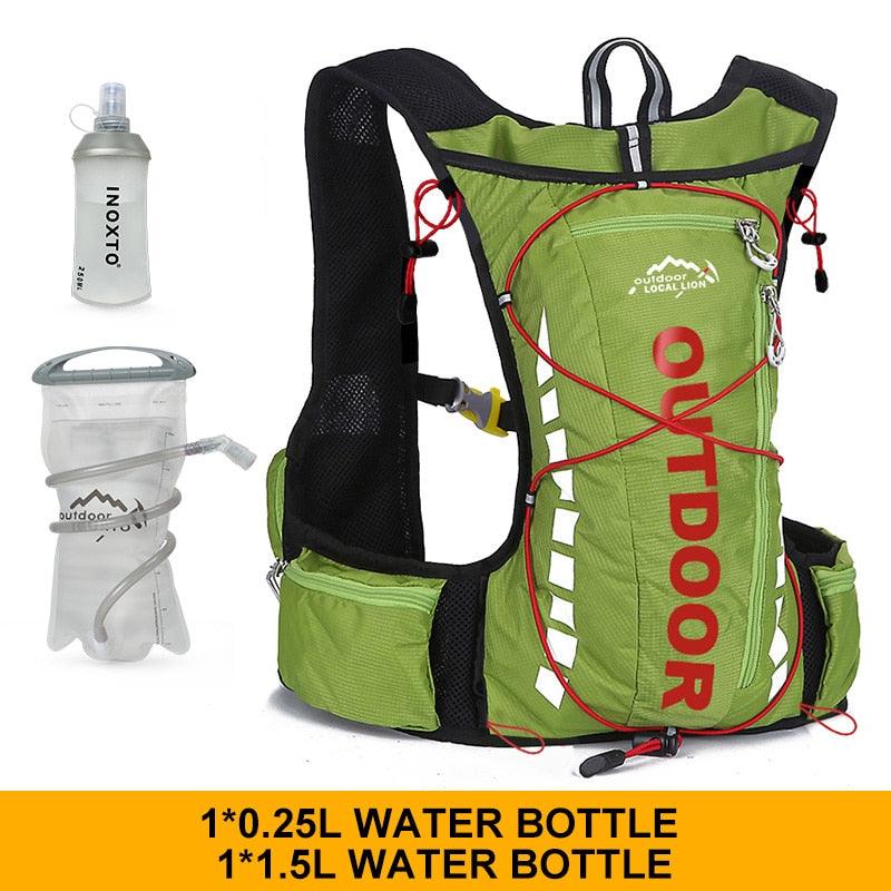 Cycling backpack for men and women, nylon bag, waterproof 8 liters, hiking and camping, 250ml water bottle with 1.5L water bag - Pogo Cycles