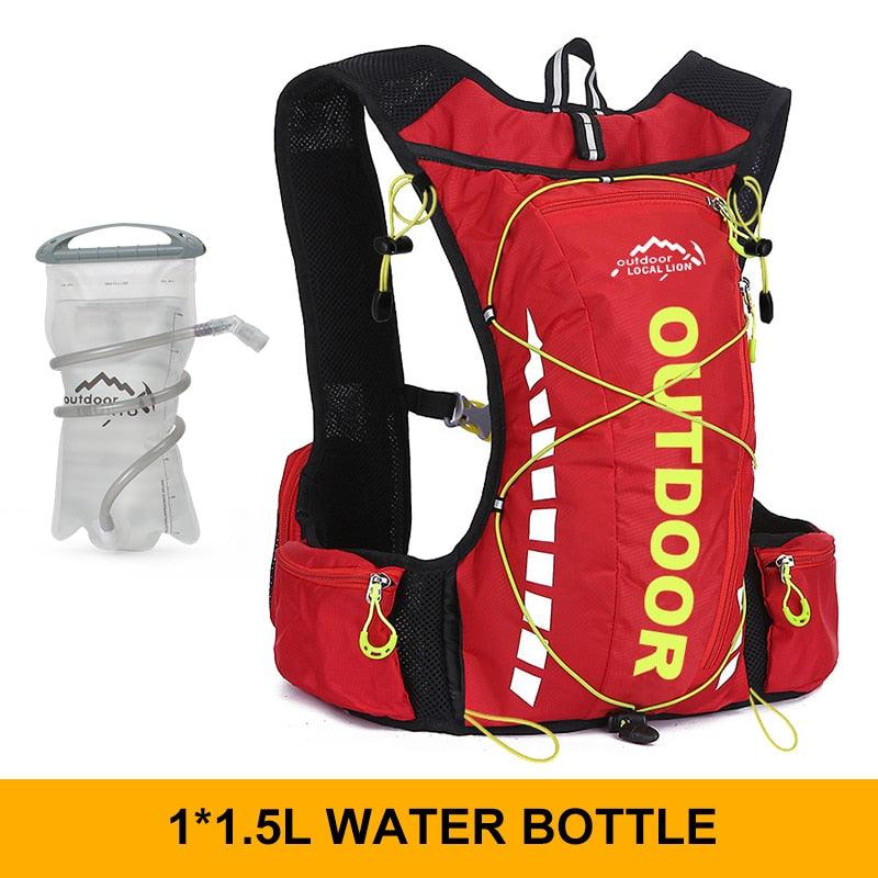 Cycling backpack for men and women, nylon bag, waterproof 8 liters, hiking and camping, 250ml water bottle with 1.5L water bag - Pogo Cycles