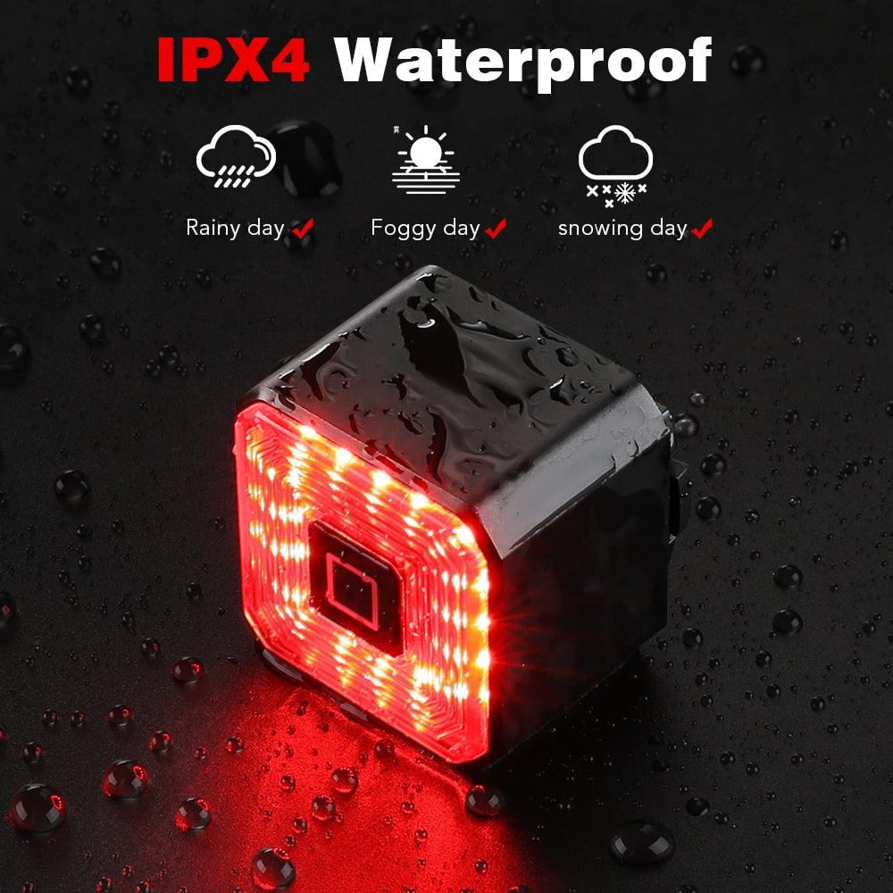 Eqiio Bicycle Smart Brake Tail Light USB Charging Safety Rear Light Warning IPX4 Waterproof Light MTB Lamp Road Bike Accessories - Pogo Cycles