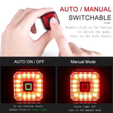 GIYO Smart Bicycle Brake Light Tail Rear USB Cycling Light Bike Lamp Auto Stop LED Back Rechargeable IPX6-Waterproof Safety - Pogo Cycles
