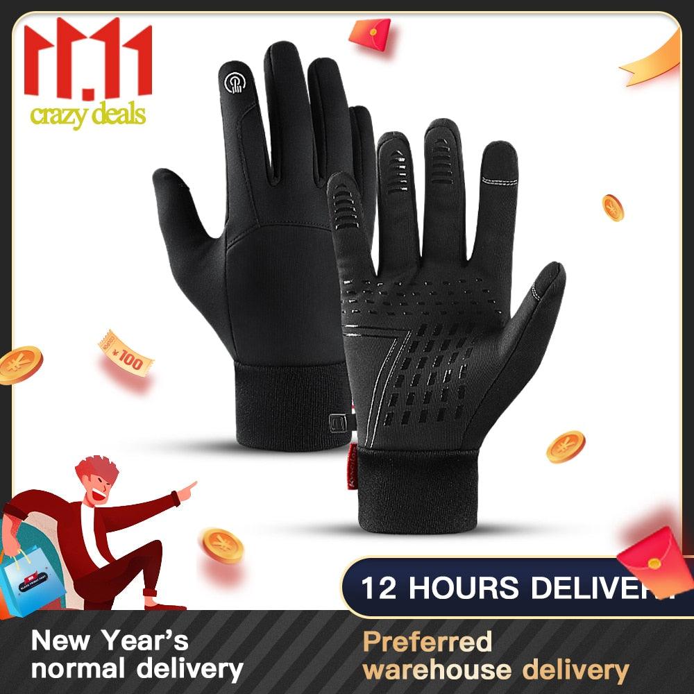Mens Waterproof Winter Gloves for Bike & Bicycle - Thermal Fleece + Cold Wind Waterproof - Pogo Cycles available in cycle to work