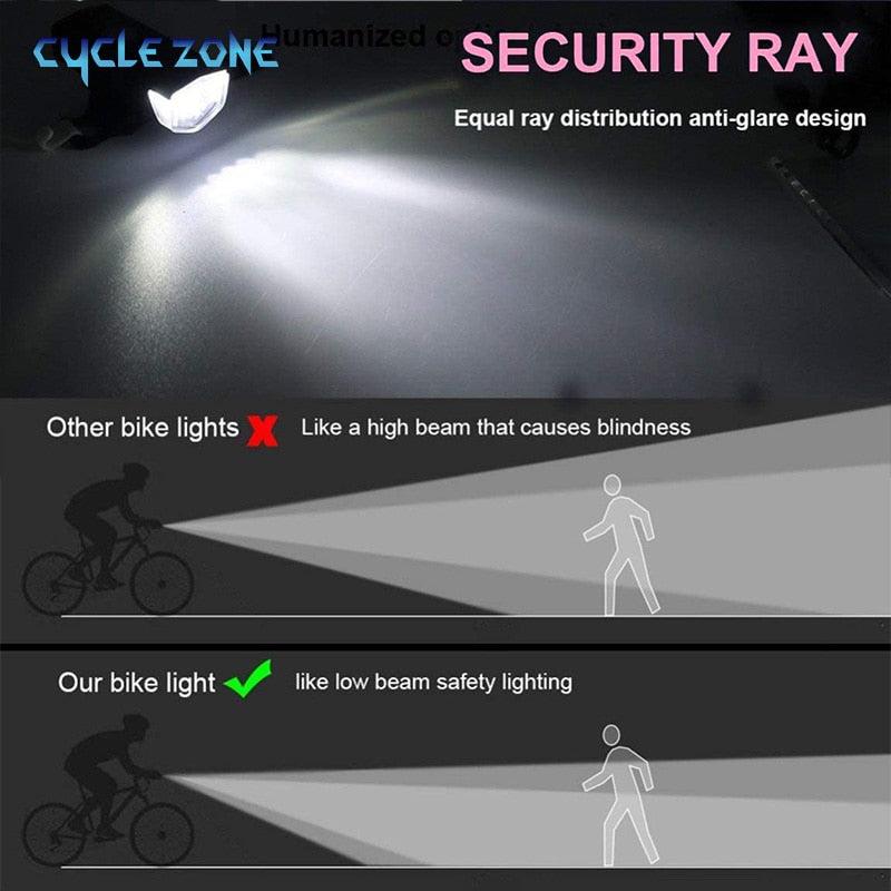 MTB Front Rear Bicycle Bike Lights Set Mountain Bike Night Cycling Headlight USB LED Safety Warning Taillight Bike Accessories - Pogo Cycles