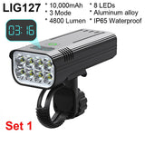 NEWBOLER Bicycle Light 3600 Lumens USB Chargeable Rainproof MTB Bike Light Set With 2 Holder 5200mAh Flashlight Bike Accessories - Pogo Cycles