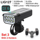 NEWBOLER Bicycle Light 3600 Lumens USB Chargeable Rainproof MTB Bike Light Set With 2 Holder 5200mAh Flashlight Bike Accessories - Pogo Cycles