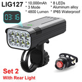 NEWBOLER Bicycle Light 3600 Lumens USB Chargeable Rainproof MTB Bike Light Set With 2 Holder 5200mAh Flashlight Bike Accessories - Pogo Cycles