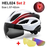 NEWBOLER Cycling Helmet Man Women LED Light Helmet Road Mountain Bike Helmet Removable Lens Riding Bicycle Helmet With Goggles - Pogo Cycles