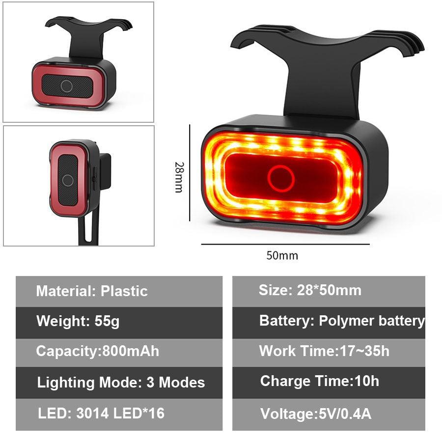NEWBOLER Smart Bicycle Rear Light Auto Start/Stop Brake Sensing IPX5 Waterproof Bike Taillight Type-C USB Bicycle Tail Light LED - Pogo Cycles