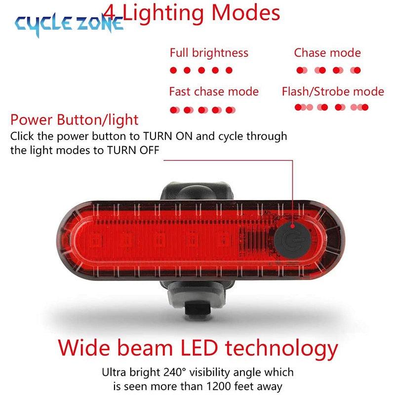 Rear Bike Tail Light USB Rechargeable - Pogo Cycles