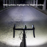 ROCKBROS 1000LM Bike Light Front Lamp Type-C Rechargeable LED 4500mAh Bicycle Light Waterproof Headlight Bike Accessories - Pogo Cycles