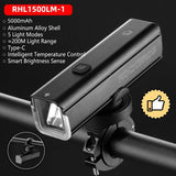 ROCKBROS Bicycle Light 1000LM 4500mAh Bike Light IPX6 Flashlight Aluminum Front Lamp Type-C Charging MTB Road Cycling Highlight - Pogo Cycles