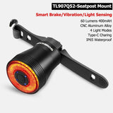 ROCKBROS Bicycle Rear Light 5 Light Modes Colorful Lamp Bike Tail Light Aluminum MTB Road Saddle Seatpost Cycling Taillight - Pogo Cycles