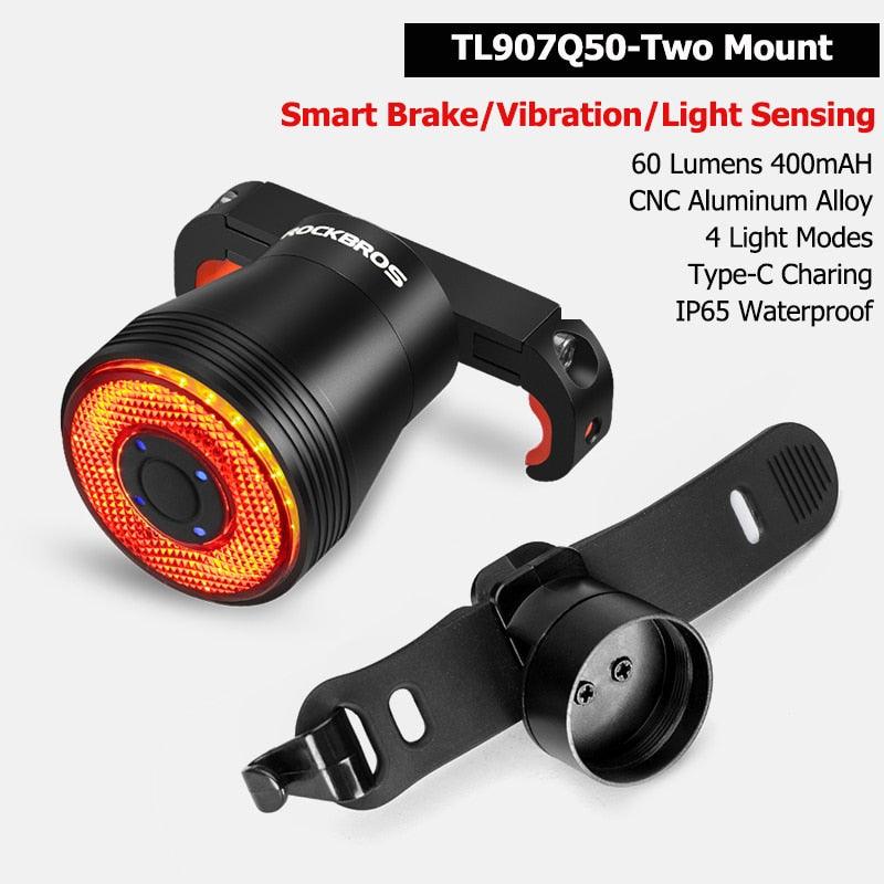 ROCKBROS Bicycle Rear Light 5 Light Modes Colorful Lamp Bike Tail Light Aluminum MTB Road Saddle Seatpost Cycling Taillight - Pogo Cycles