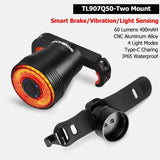 ROCKBROS Bicycle Rear Light 5 Light Modes Colorful Lamp Bike Tail Light Aluminum MTB Road Saddle Seatpost Cycling Taillight - Pogo Cycles