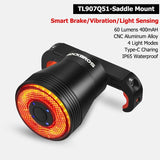ROCKBROS Bicycle Rear Light 5 Light Modes Colorful Lamp Bike Tail Light Aluminum MTB Road Saddle Seatpost Cycling Taillight - Pogo Cycles