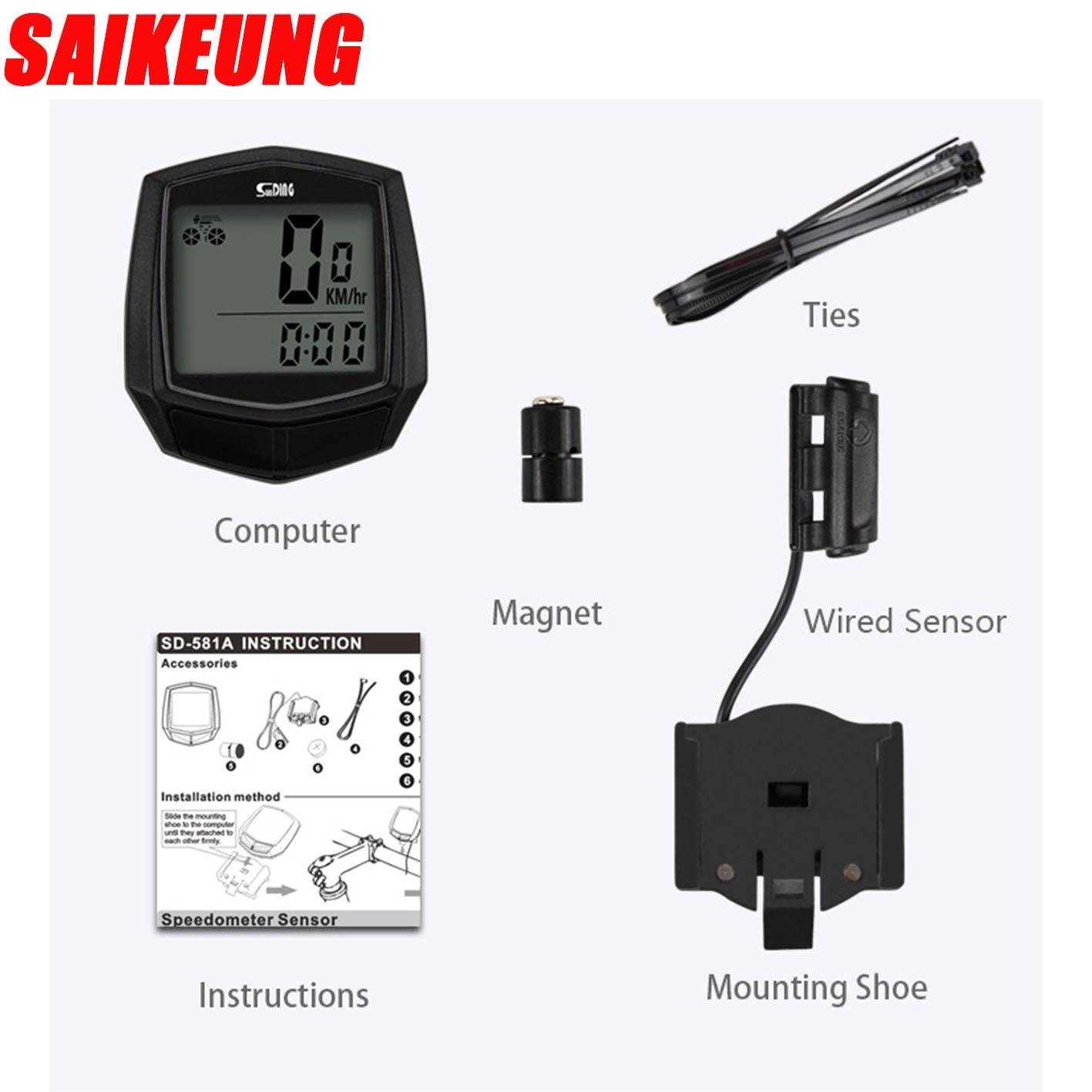 SaiKeung Bicycle Accessories Waterproof Wired Digital Bike Ride Speedometer Odometer Bicycle Cycling Speed Counter Code Table - Pogo Cycles