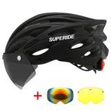 SUPERIDE Men Women Cycling Helmet with Rearlight Sports MTB Bicycle Helmet Road Bike Mountain Bike Helmet with Goggles & Visor - Pogo Cycles