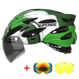 SUPERIDE Men Women Cycling Helmet with Rearlight Sports MTB Bicycle Helmet Road Bike Mountain Bike Helmet with Goggles & Visor - Pogo Cycles