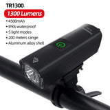 ThinkRider Bike Light 1300Lumen 4500mAh Bicycle Headlight Flashlight Handlebar USB Charging MTB Road Cycling Highligh - Pogo Cycles