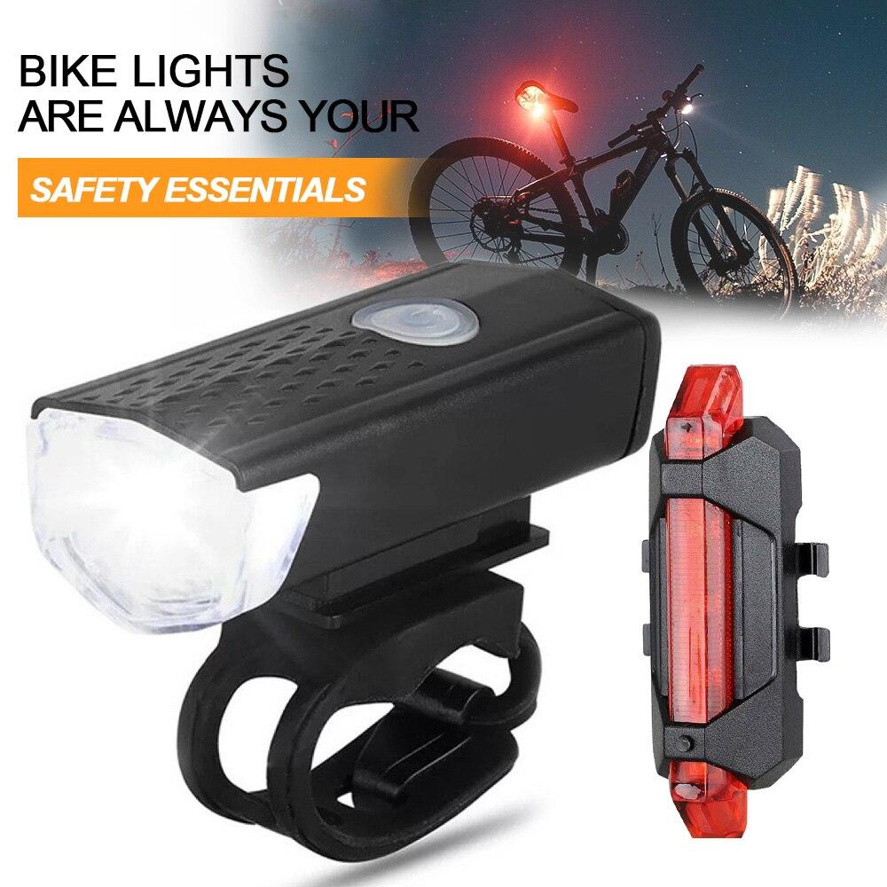 USB Rechargeable Bike Light Set Front Light with Taillight Easy to Install 3 Modes Bicycle Accessories for the Bicycle - Pogo Cycles