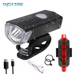 USB Rechargeable Bike Light Set Front Light with Taillight Easy to Install 3 Modes Bicycle Accessories for the Bicycle Road MTB - Pogo Cycles