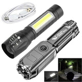 USB Rechargeable Flashlight Strong Light Zoom Highlight Tactical Flashlight Torches Outdoor Portable Lighting LED Night Lights - Pogo Cycles