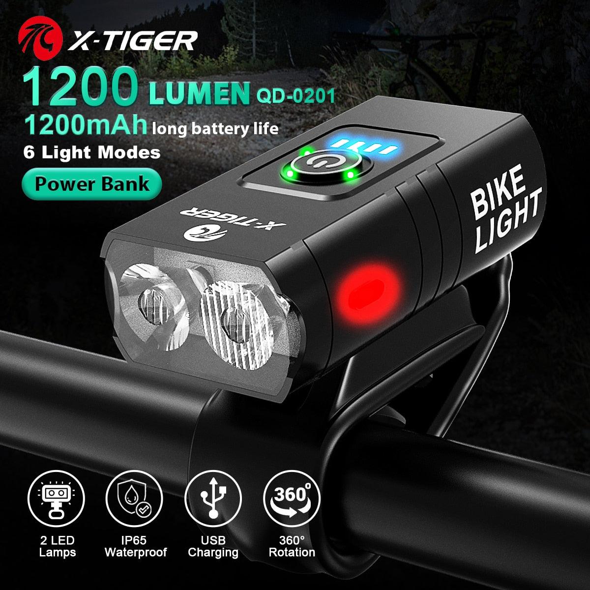 X-TIGER Bicycle Light Rainproof USB Charging LED Cycling Lights Front Lamp Headlight Aluminum Ultralight Flashlight Bike Light - Pogo Cycles