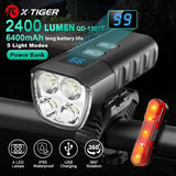 X-Tiger Bike Light Headlight Bicycle Lamp With Power Bank Rechargeable LED 5200mAh MTB Bicycle Light Flashlight Bike Accessories - Pogo Cycles